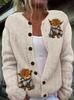 3D Digital Print Women's Cardigan Jacket - Autumn/Winter European & American Style Polyester