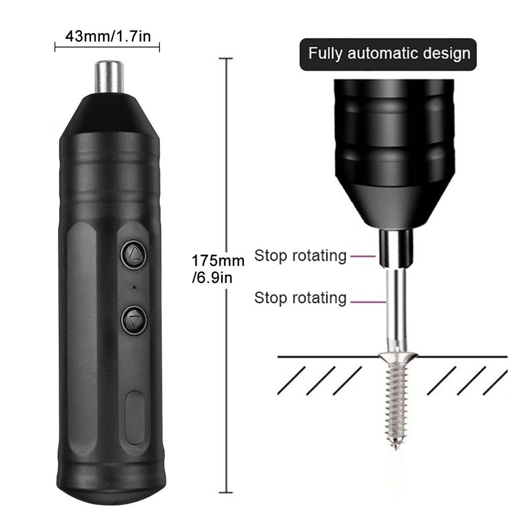 1/10/45pcs Mini Electric Screwdriver Battery Smart Cordless Automatic Screwdriver Multi-function Bits Portable Power Tools Set with Bits Black