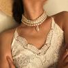 Pearl Jewelry Gift Multi-layer Necklace Elegant Faux Party