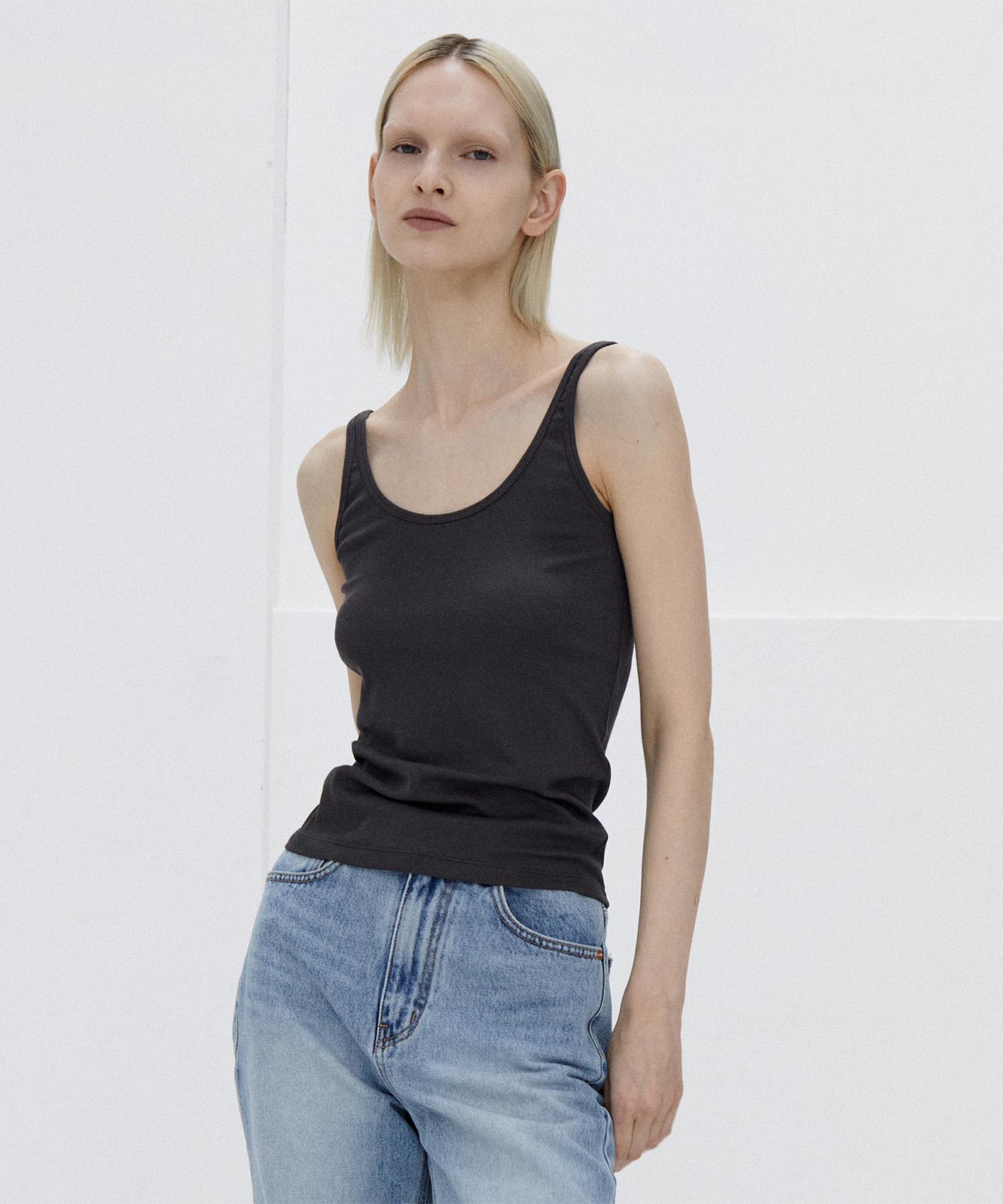 Maroi Cotton Ribbed Sleeveless (Charcoal) Charcoal