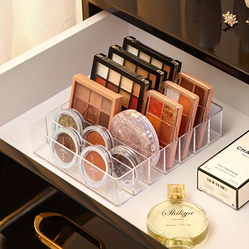 Transparent Compartment Makeup Manager Tray for Eye Shadow Palette, Lipstick and Cosmetics - Transparent Plastic Storage Box