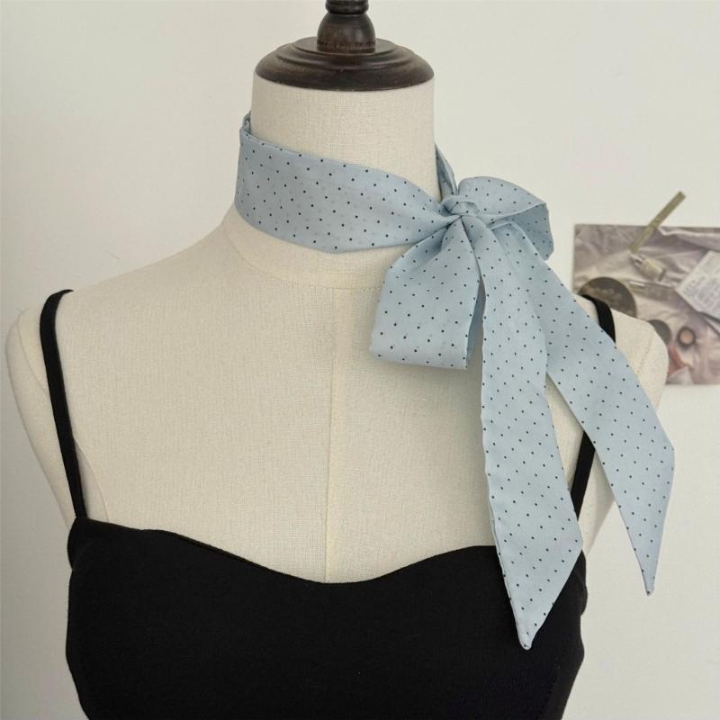 Multipurpose Round Dot Scarf Fashion Lightweight Polyester Headscarf Bag Decoration Travel Neck Wrap Hair Accessory