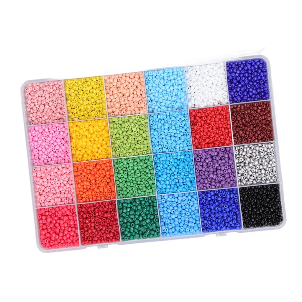 Bracelet Beads 24 Grids 2mm Vivid Colors Durable Glass Wide Application Jewelry Beads for Bracelet Earrings Necklaces