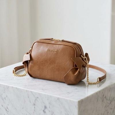 Pecotto JSLH5ES1 Shoulder Bag Camel Ribbon Design Vintage Feel Rounded Feminine Women's Handbag