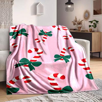 1Pc Christmas Candy Canes Blanket Soft And Comfortable Casual Warm Camping Travel Christmas Halloween Gift M9176