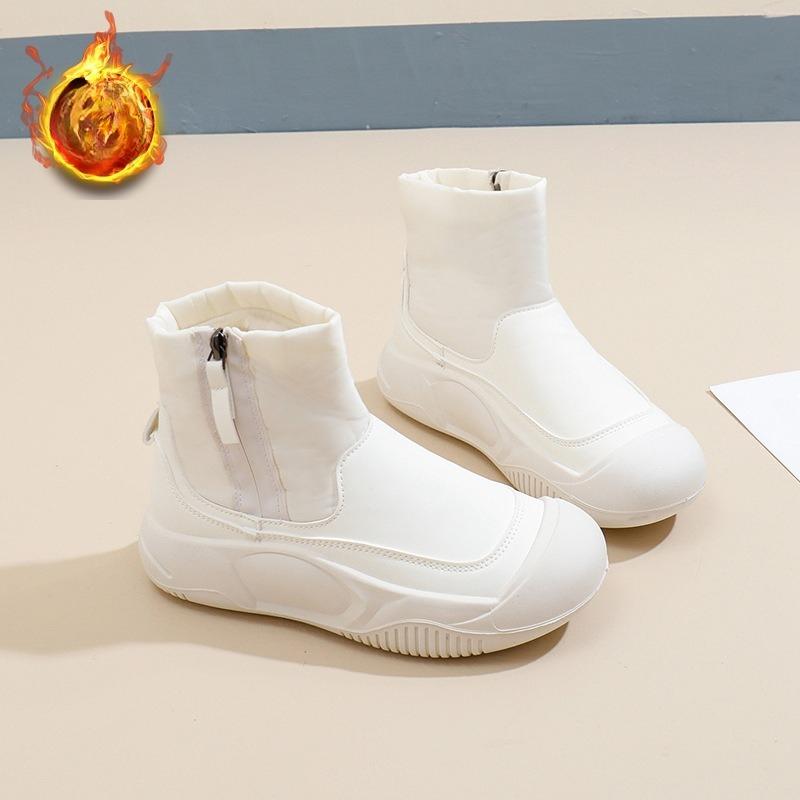 Warm Fuzzy Snow Boots for Women Comfortable Ankle Boot With Fur Lined Faux Leather Anti-Slip Winter Shoes Women's Outdoor Casual Walking Short Booties