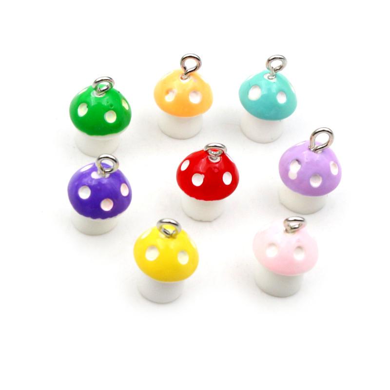 10Pcs Colorful Mixed Mushroom Plant Vegetable Resin Earring Charms Diy Findings 3D Keychain Bracelets Pendant For Jewelry Making