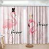 Nordic Ins Simple Flamingo Green Plant Living Room High Blackout Curtain Princess Chidren's Room Bay Window 2 Pieces Shading