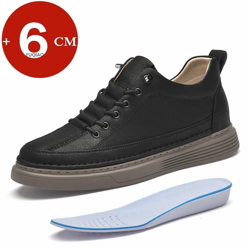 Scarpe casual da uomo con rialzo interno 6 cm, tomaia in vera pelle, traspiranti, comode, sneakers che aumentano l'altezza