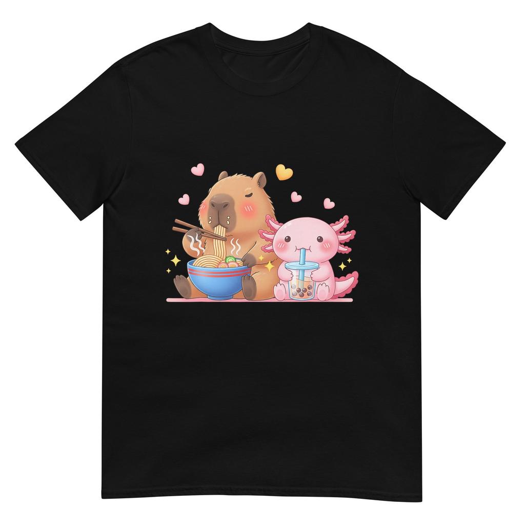 Cute Capybara Raunisex And Axolotl Boba Kawaii Boys Girls Kids Tshirt
