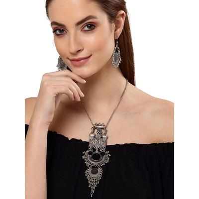 Modisches neuestes stilvolles traditionelles oxidiertes Silber-Halsketten-Schmuckset für Frauen