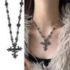 Gothic Rose Crosses Pendant Necklace With Elegant Designs Fashion Jewelry for Men and Women