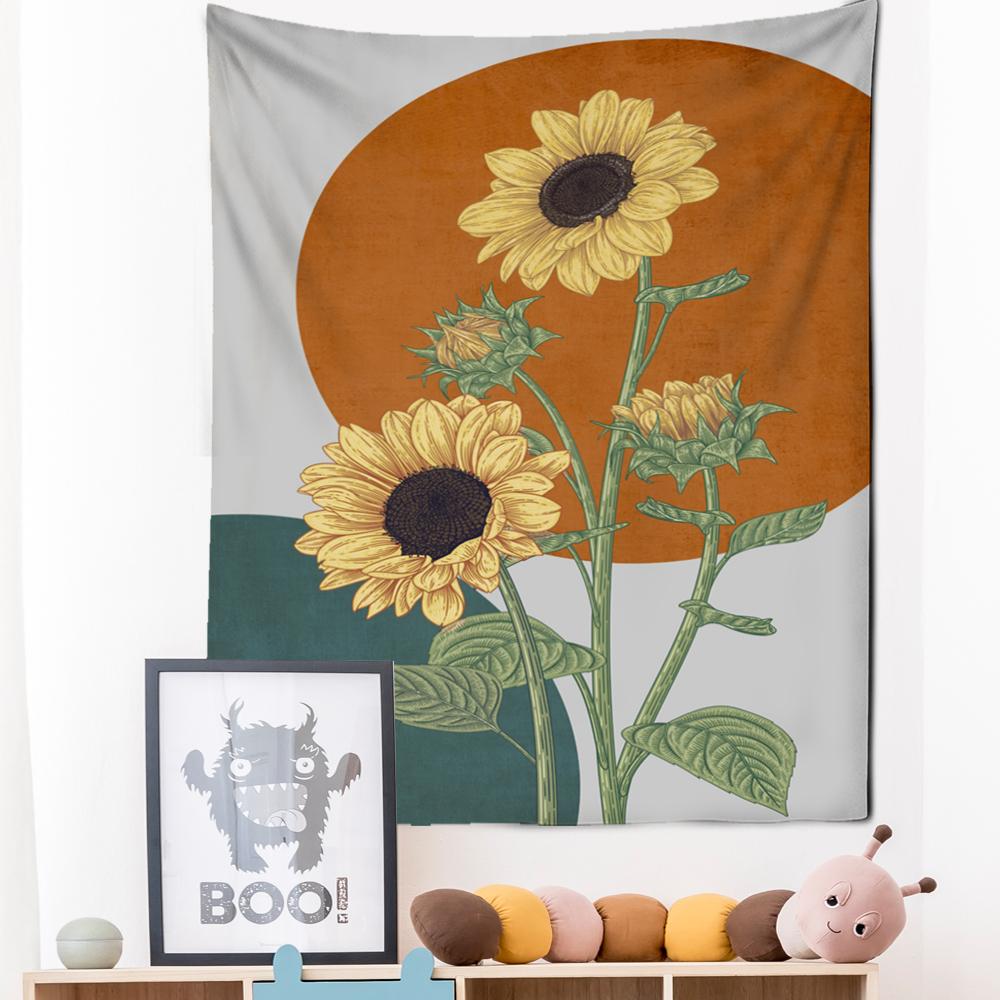 Tapiserie cu pictură în ulei, agățată pe perete, cu flori, stil boem, artă, hippie, tapiz, pentru dormitor pentru fete, decor acasă