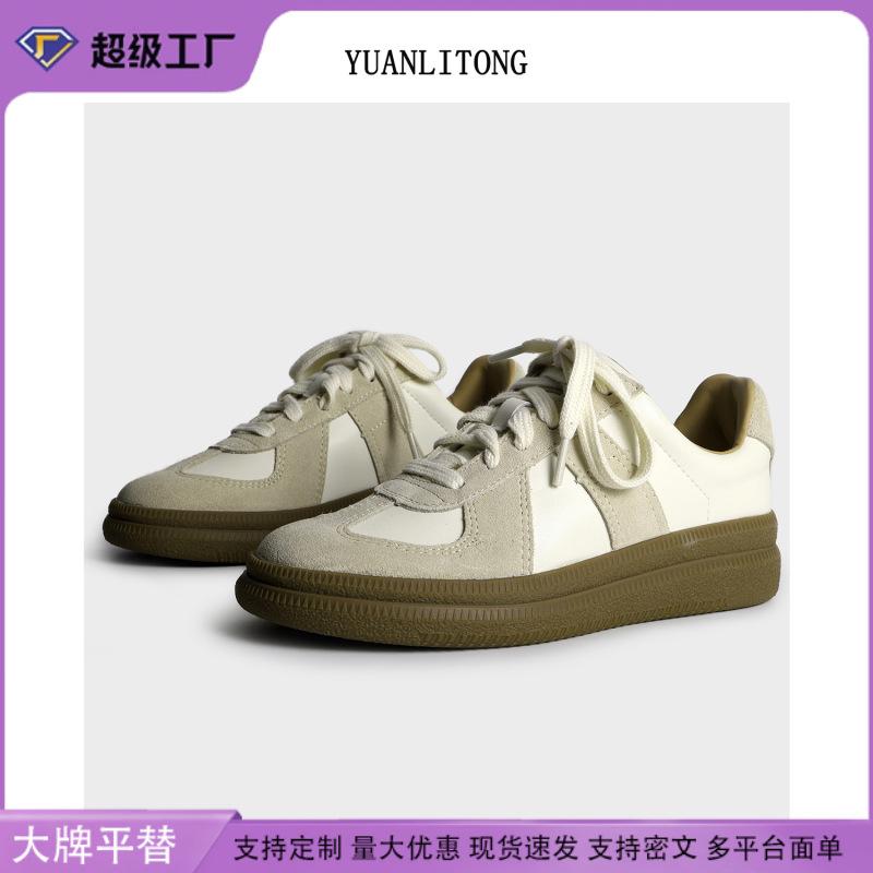 2025 Spring and Summer New Casual Daily Versatile Moral Training Shoes Women's Front Lace-up Comfortable Thick-soled Color Matching Single Shoes Women