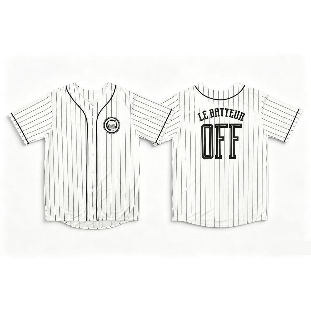 Game OFF The Batter's Jersey Short Sleeve Button‑Down Shirt Vintage Letter Graphic Print Hip Hop Streetwear Pinstripe Tops