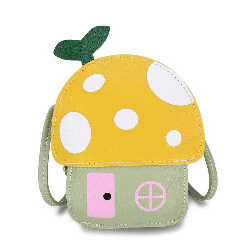 Girls Shoulder Bag  Trend New Summer Cartoon Cute Tiny Mushroom House Crossbody Bags Soft PU Leather Mini Children Package