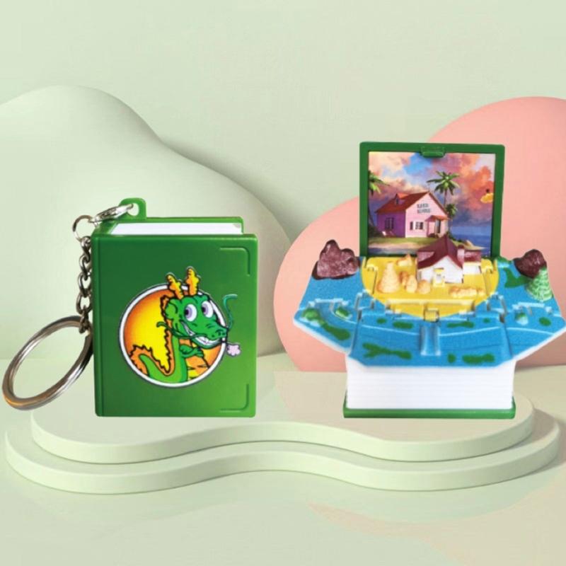 Portachiavi Libro Pop-up Pieghevole 3D Puzzle Scientifico per Bambini Novità Mini Portachiavi Dinosauro Decorazione Borsa Giocattolo Portatile per Bambini