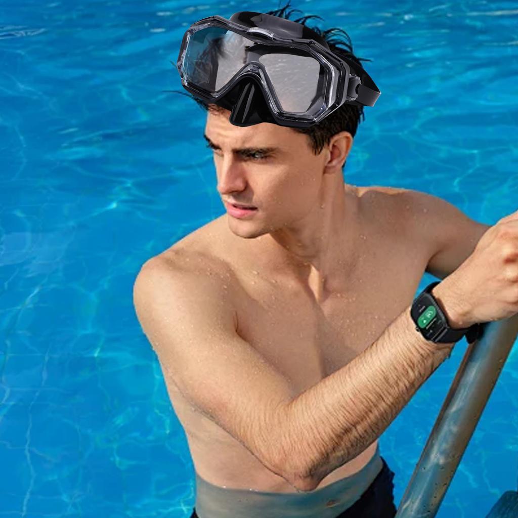 Swimming Goggles with Nose Cover 180 Degree Wide View Anti Shattered Lens Swim Goggles for Adult Swim Goggles with Nose Cover