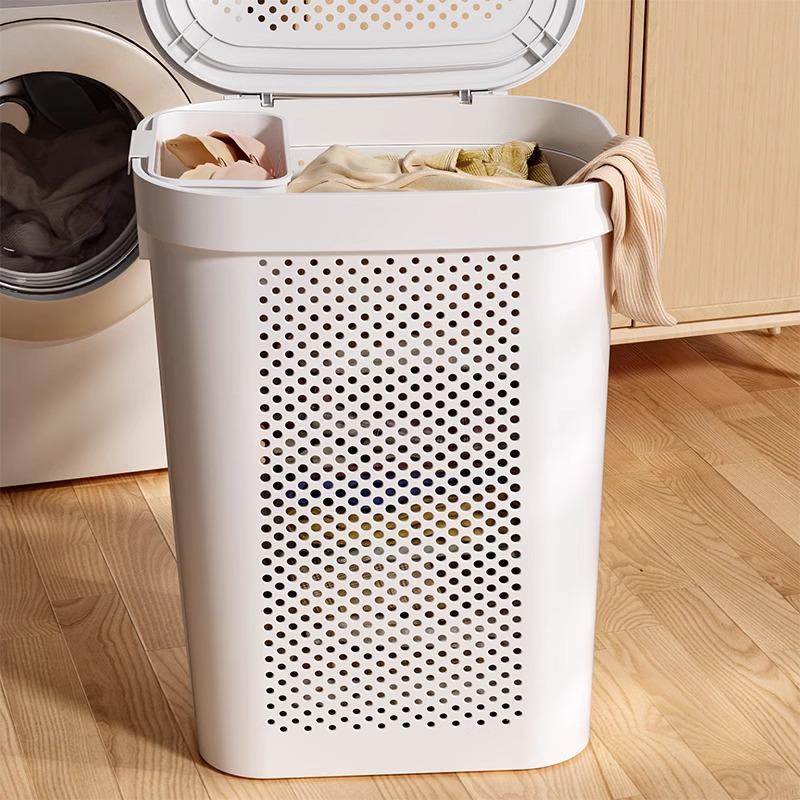 Large Capacity Laundry Hamper with Lid - Dirty Clothes Storage Basket for Bathroom
