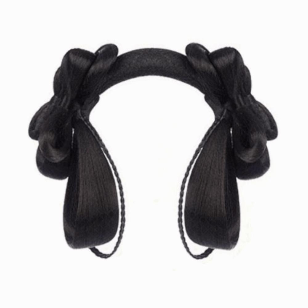 Traditional Hanfu Wig Headband Hair Band Twist Braid Hair Chignon Bow Bun Head Wig  Photography чёрный