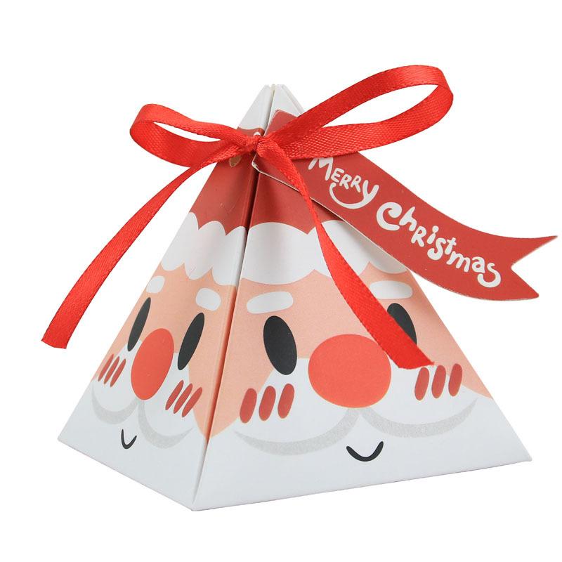 50pcs Christmas Candy Gift Box with Tag Ribbons Cookie Snack Chocolate Packaging Box Bags 2024 Xmas New Year Party Navidad Noel