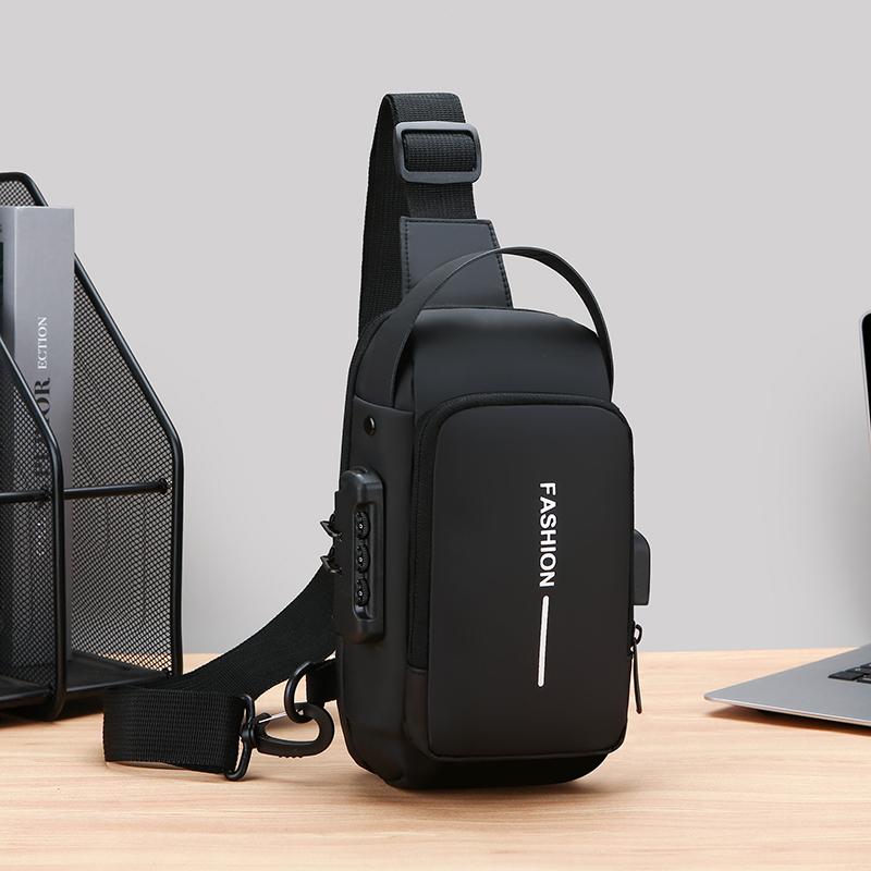 Borsa a tracolla antifurto da uomo con ricarica USB, borsa a tracolla per scuola, viaggi brevi, messaggero, palestra, marsupio sportivo da uomo