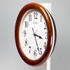 Seiko Clock KX204B Seiko Wall Automatic Visible at Wooden Wood Base Clock, Lighting, Radio-Controlled, Analog, Night, Frame, Brown,