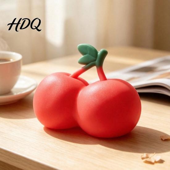 Cherry Fidget Toy Realistic Stress Relief Toy, Giant Squeeze Portable Reliever Soft Stretchy Simulation Fruit Sensory for Anxiety