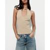Spring New Arrival Fashion Pure Desire Wind Silm Slim Looking Adjustable Buckle Decorative Stretch Halter Top 3152036