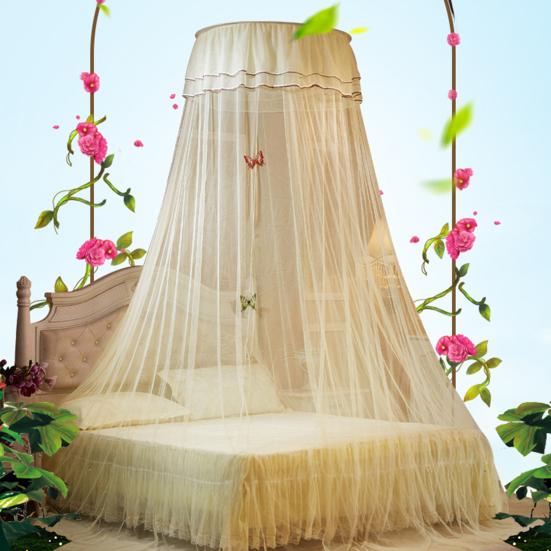 Mosquito Net Round Top Stimulation Butterfly Pin Polyester Fiber Decorative Bed Canopy