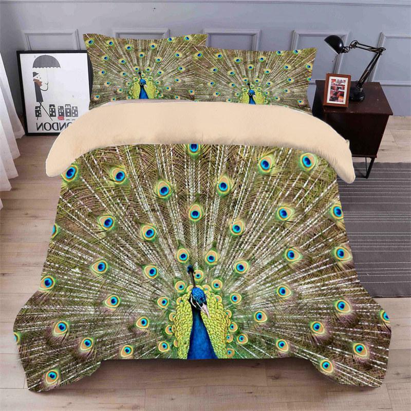 

Комплект постельного белья с изображением павлина, размер King, милый комплект постельного белья с принтом в виде животных для взрослых и подростков, мягкий, 1 пододеяльник с 2 наволочками EU single(135x200cm)