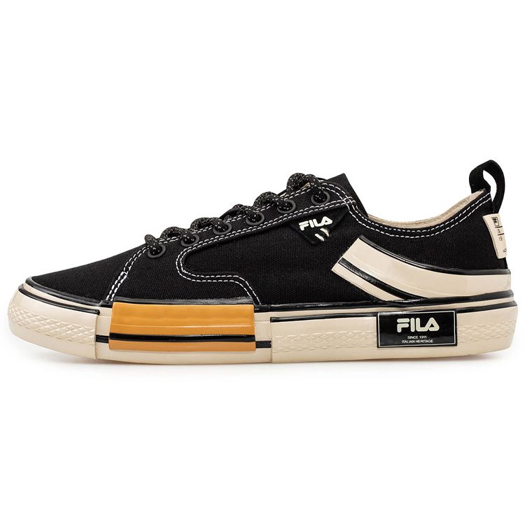 FILA Fusion Block Reform Fabric Versatile Lightweight Breathable Low-Top Sneakers Women sneakers Black White Yellow T12W034401FBK