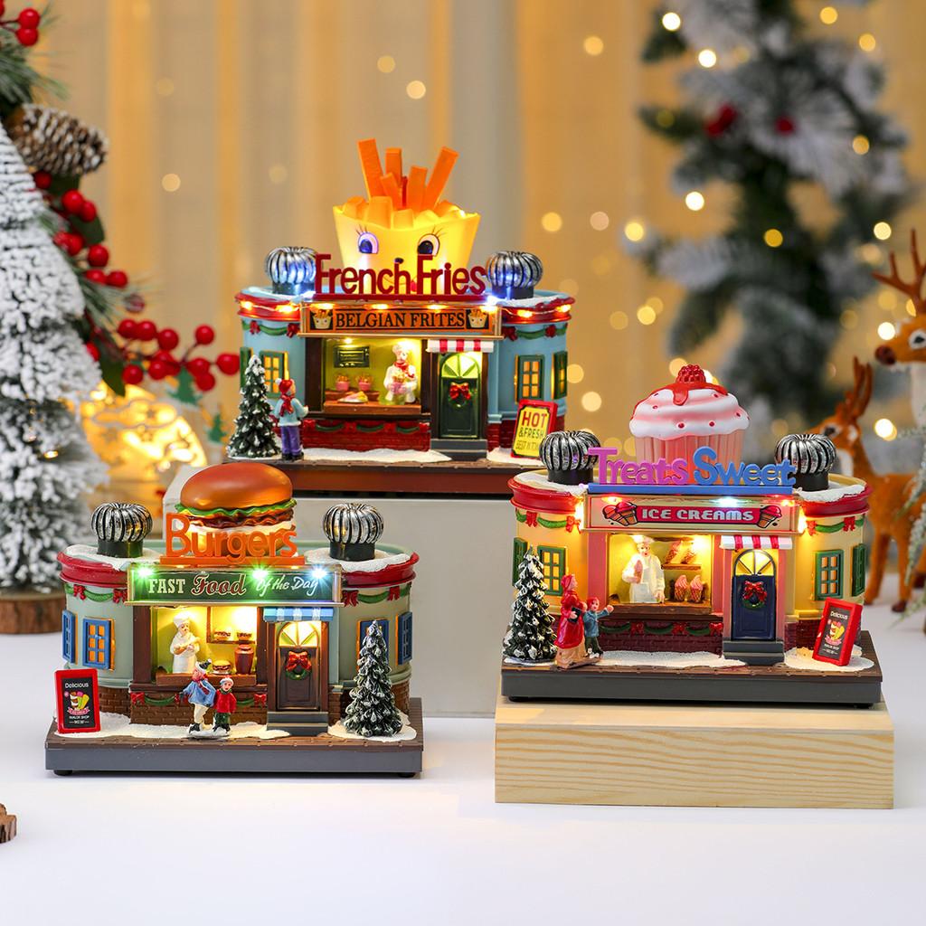 Christmas Decor Kitchen Hamburger Music Box With Light And Feature Rotation