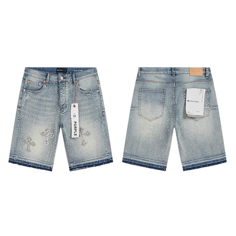 Cross-border Trendy Brand PURPLE BRAND JEANS European and American High Street Loose and Versatile Jeans Shorts Men's and Women's Tide