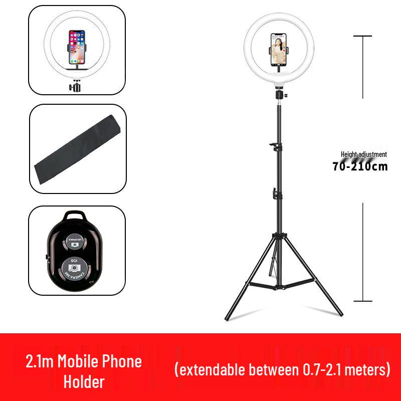 Mobile Streaming Stand with LED Fill Light and Multi-Camera Mount for Desktop and Outdoor Photography
