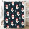 Christmas Santa Claus Pattern Shower Curtain Waterproof Fabric Decorative Home Bathroom Decoration Black 3D Printed Size:180cm*1
