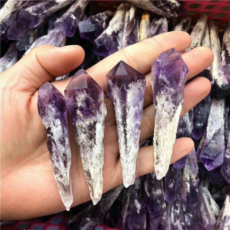 Natural Quartz Amethyst Crystal Wand Point Specimen Healing Home Gift Decor