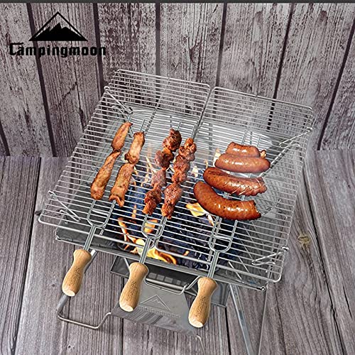 CAMPING MOON MK-8 Twin Wooden Handle Barbecue Skewers, 350mm Long, Set of 8
