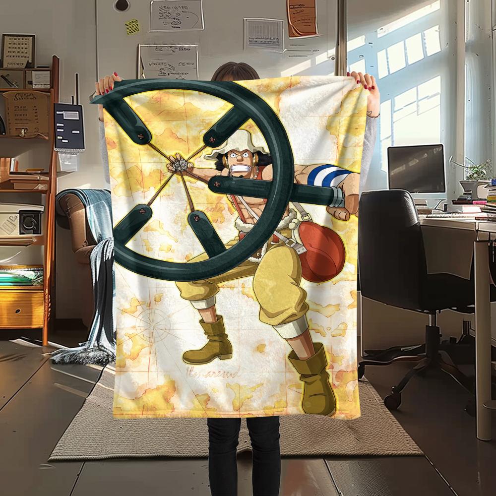 Flanelová deka s potiskem postaviček z One Piece, Vysoká kvalita, Pohodlná pro všechna roční období, Domácí dekorace, Teplo a pohodlí, Perfektní jako vánoční dárky
