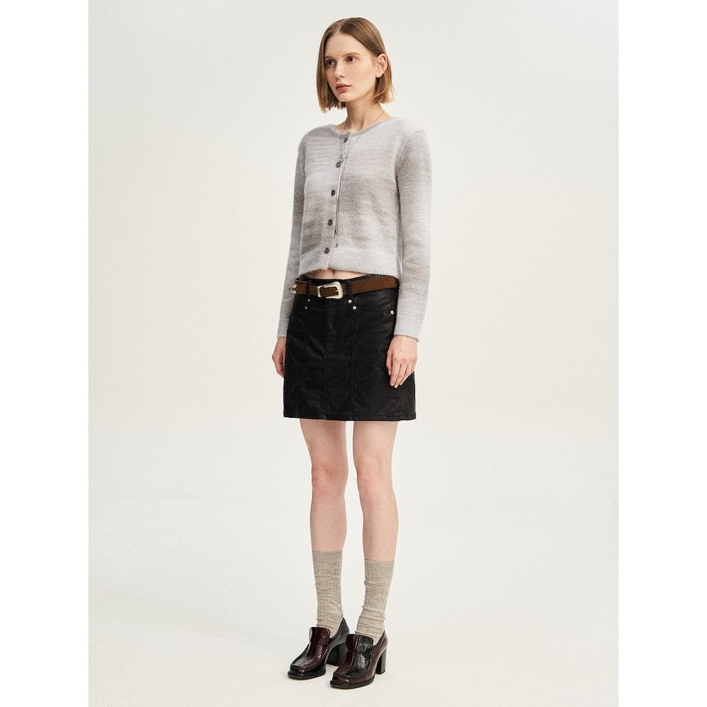 8SECONDS Coated Denim Mini Skirt Black