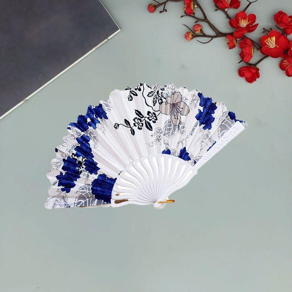 Chinese Style Hand Held Flower Fan Flower Pattern Chinese Dance Fan Bamboo Folding Fan  Party