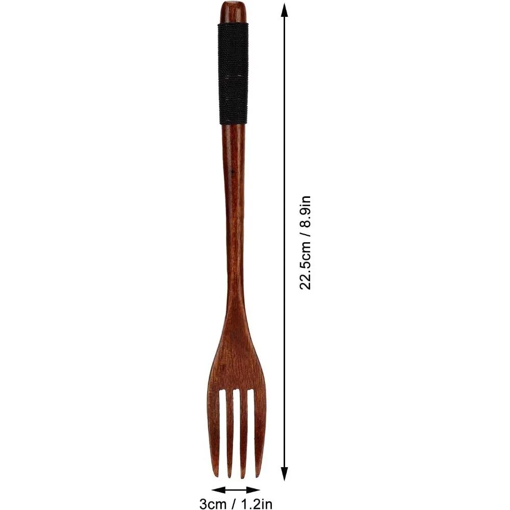 2025 Wooden Fork Bamboo Kitchen Cooking Utensil Tool Tableware Dessert Salad Fork Household Gift Japanese Dinner Flatware New