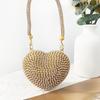 Mini Heart Chain Evening Bag with Diamond-Inlaid Stones