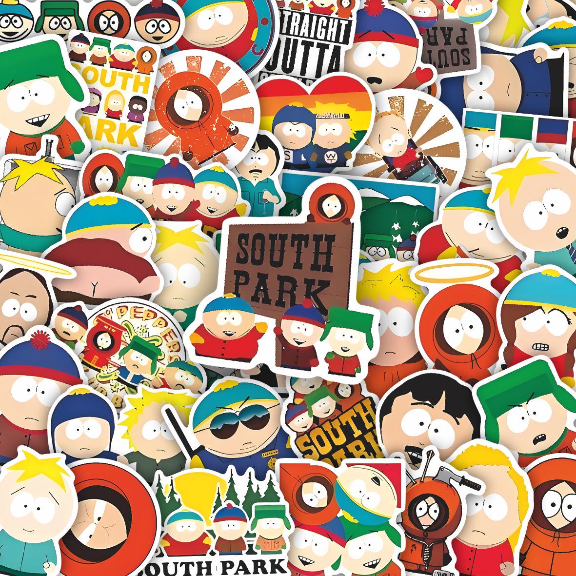 50 водостойких аниме-стикеров South Park для декора автомобиля, ноутбука и холодильника серый