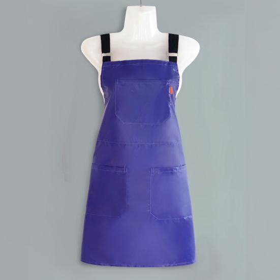 Barber Apron Waterproof Pockets Design Adjustable Strap Anti Stain Faux Leather Kitchen Chef