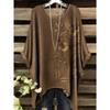 Women's Bohemian Flower Print T-Shirts Black Colorful Retro Full Body Graphic