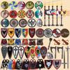 MOC Medieval Military Castle Knight Army Infantry Shield Armour Accessories Building Blocks Warrior Cloak Flag Sword Brick Toy