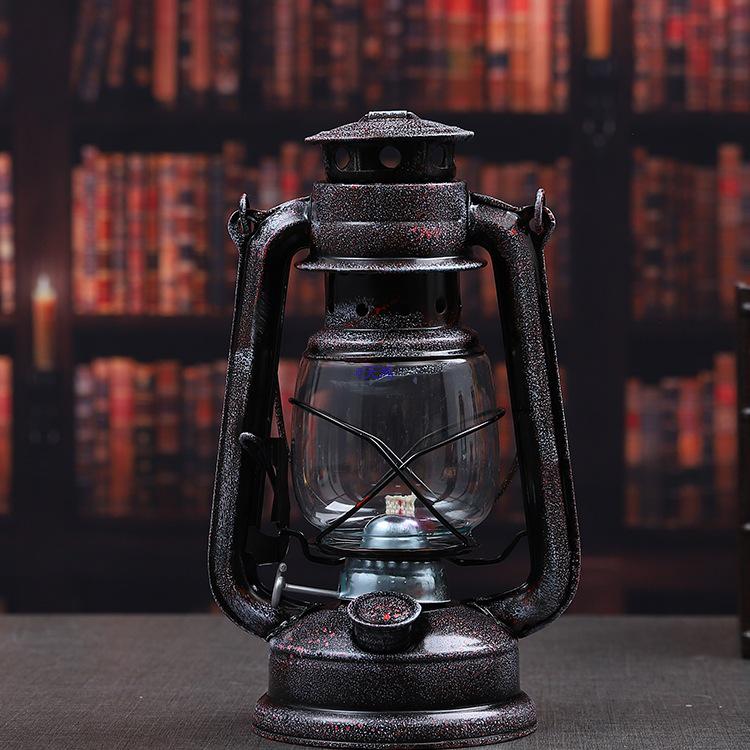 Vintage Wrought Iron Kerosene Camping Lantern - Nostalgic, Decorative Cafe Ornaments & Photo Props