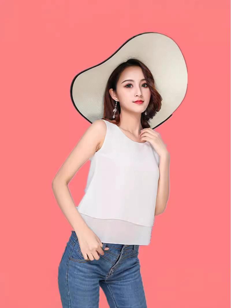 

Летняя многослойная шифоновая майка-топ - женская безрукавная базовая майка свободного кроя Small белый