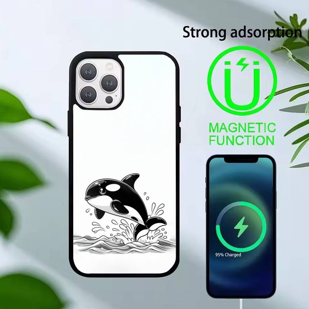 Whale Fall-Art Phone Case For iPhone 14,16,15,13,17,12,Plus,Pro,Max Magnetic For Magsafe Frosted Cover